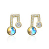 Sterling Silver Musical Noted Swarovski Studs- Gold