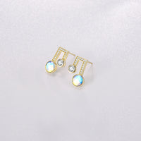 Sterling Silver Musical Noted Swarovski Studs- Gold