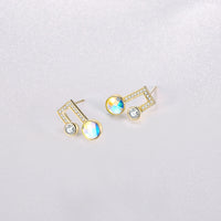 Sterling Silver Musical Noted Swarovski Studs- Gold