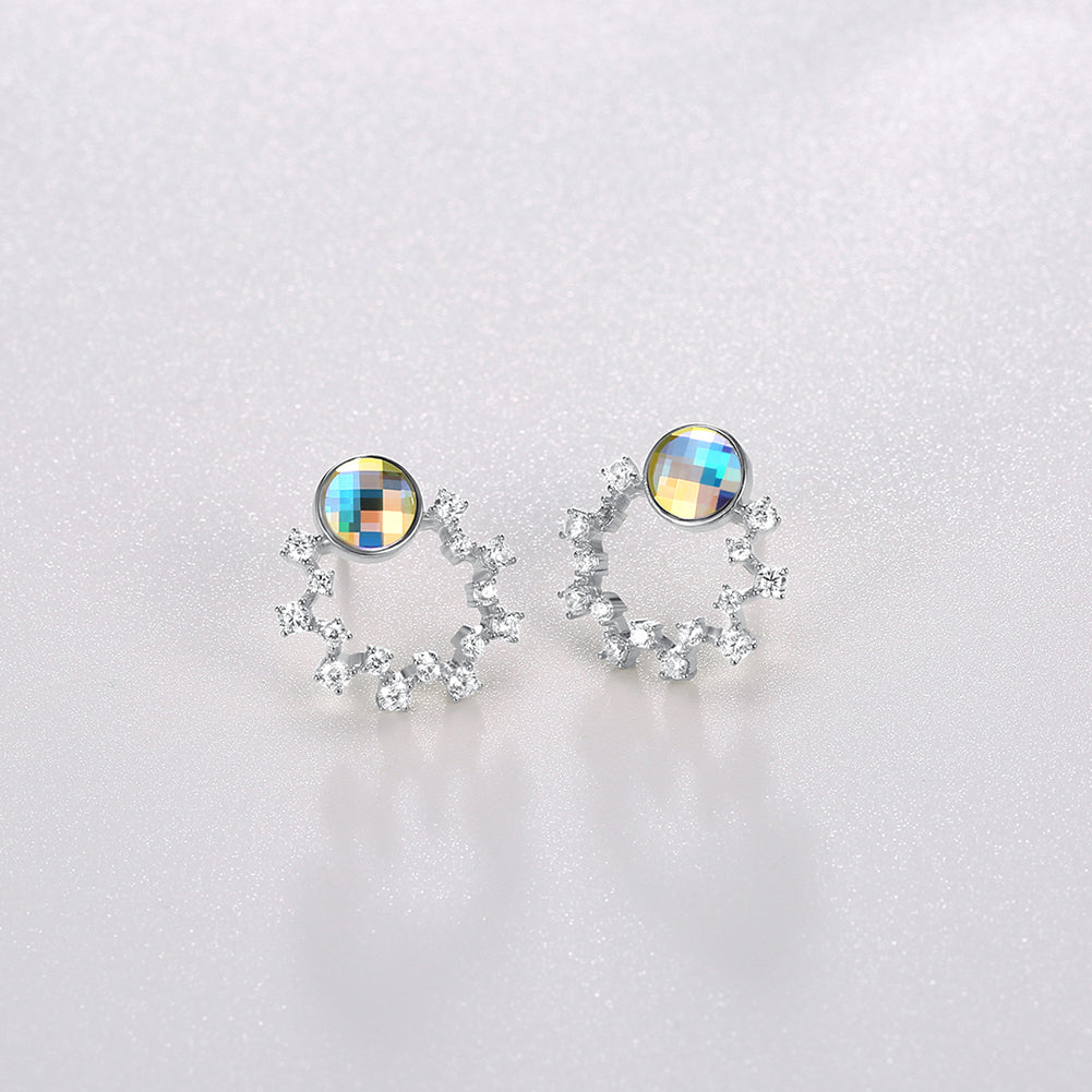 Sterling Silver Swarovski Circular Studs - Silver