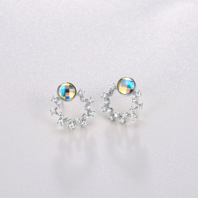 Sterling Silver Swarovski Circular Studs - Silver
