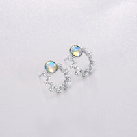 Sterling Silver Swarovski Circular Studs - Silver