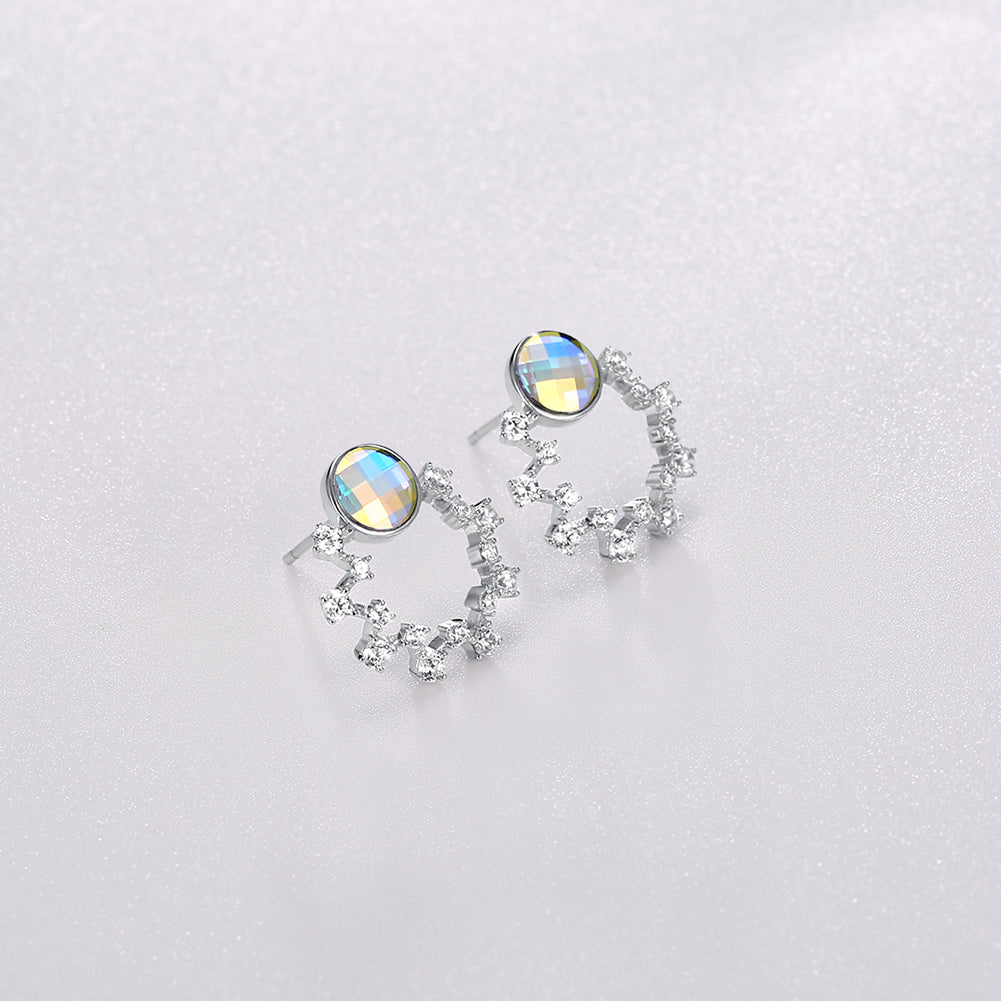 Sterling Silver Swarovski Circular Studs - Silver