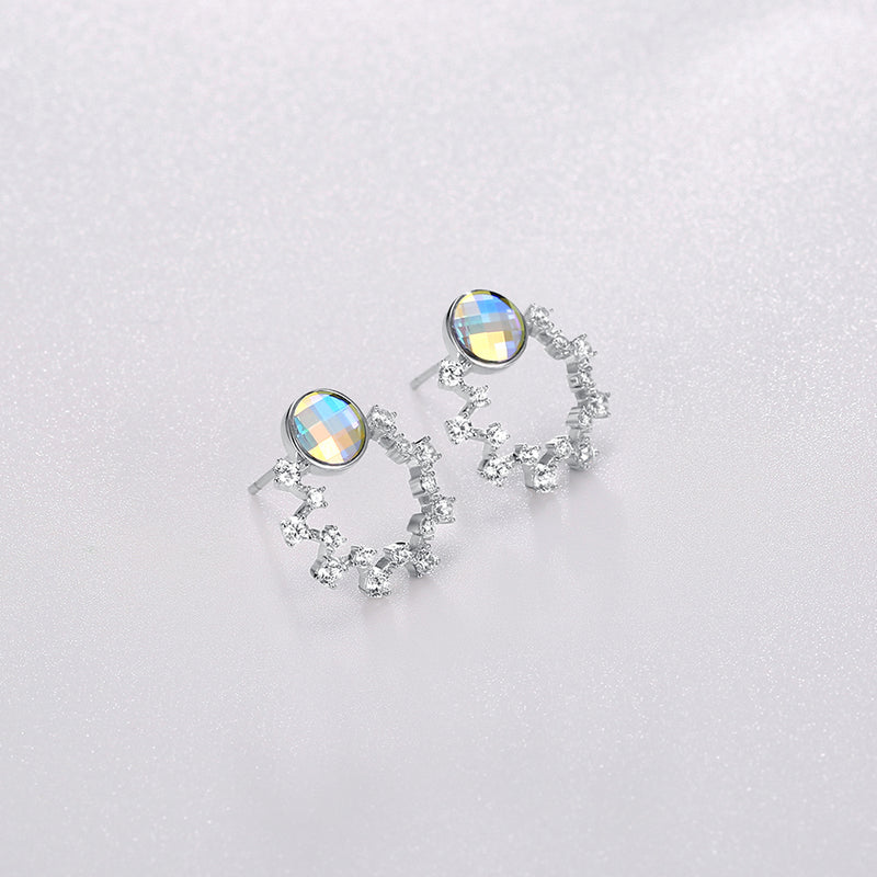 Sterling Silver Swarovski Circular Studs - Silver