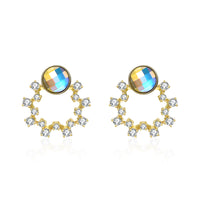 Sterling Silver Swarovski Circular Studs - Gold