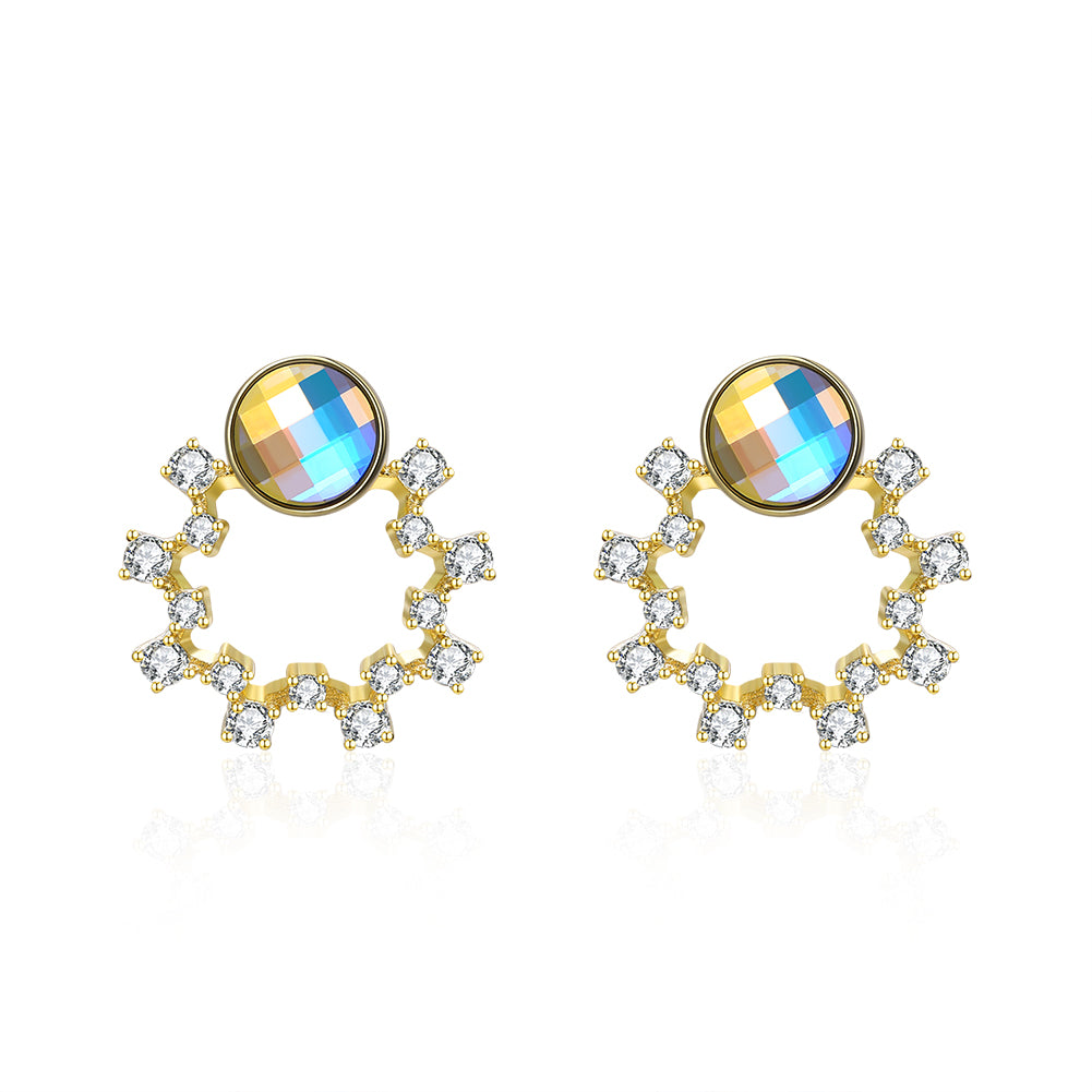 Sterling Silver Swarovski Circular Studs - Gold