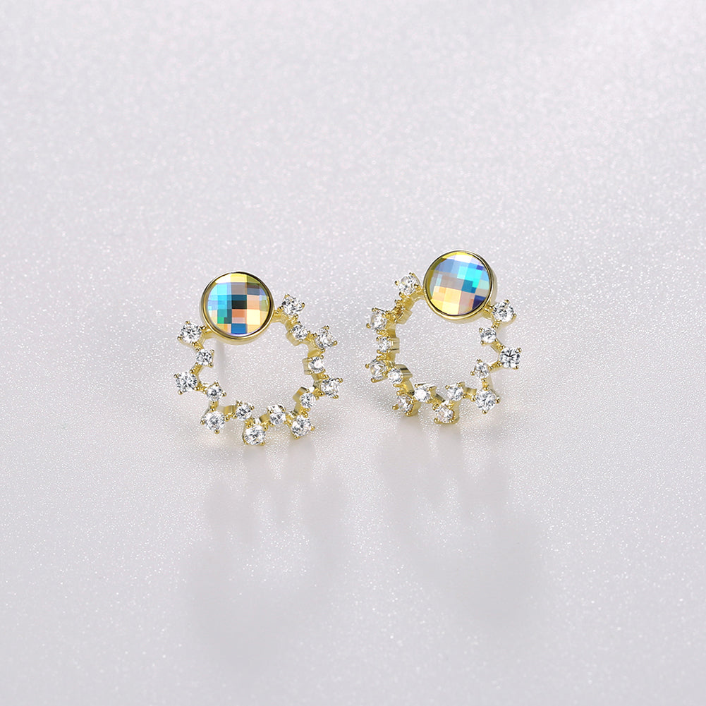 Sterling Silver Swarovski Circular Studs - Gold