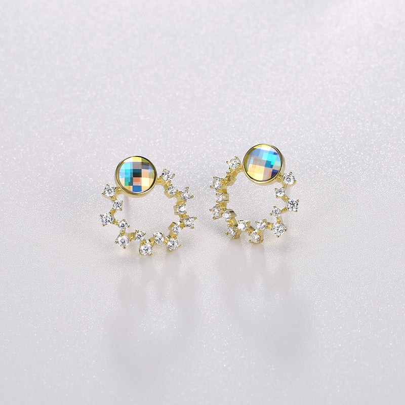 Sterling Silver Swarovski Circular Studs - Gold