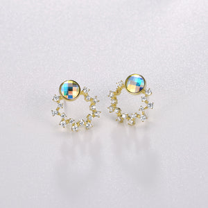 Sterling Silver Austrian Circular Studs - Gold