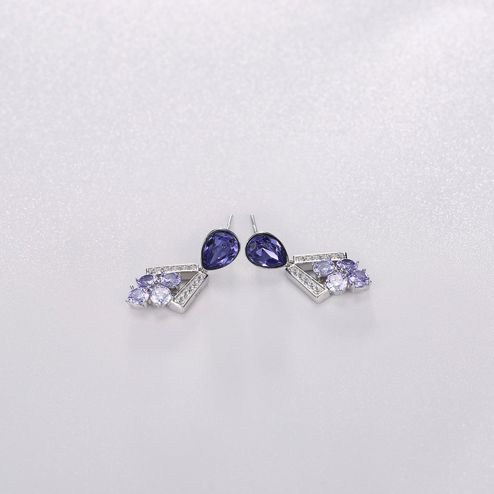 Sterling Silver Multi Swarovski Chandelier Drop - Blue