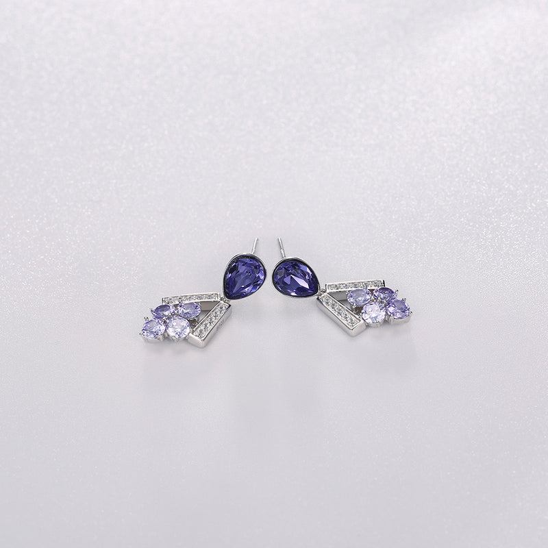 Sterling Silver Multi Swarovski Chandelier Drop - Blue