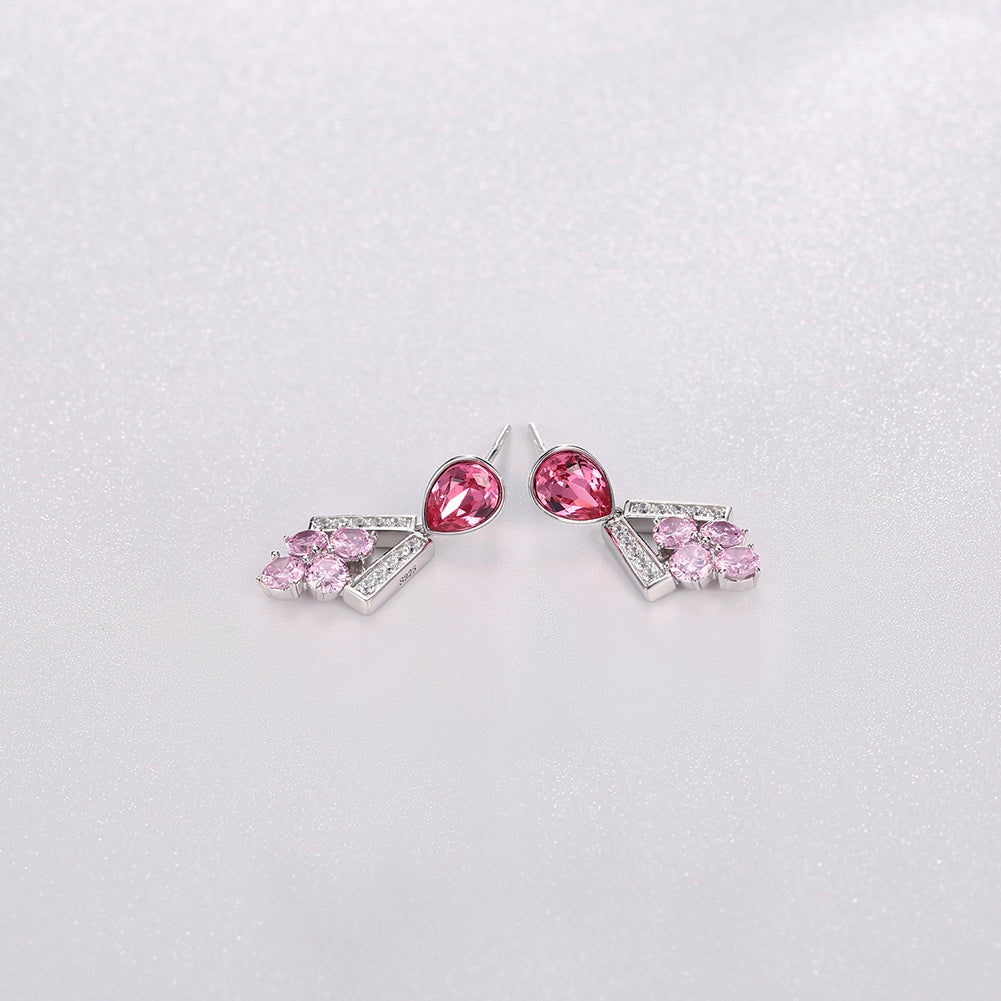 Sterling Silver Multi Swarovski Chandelier Drop - Red