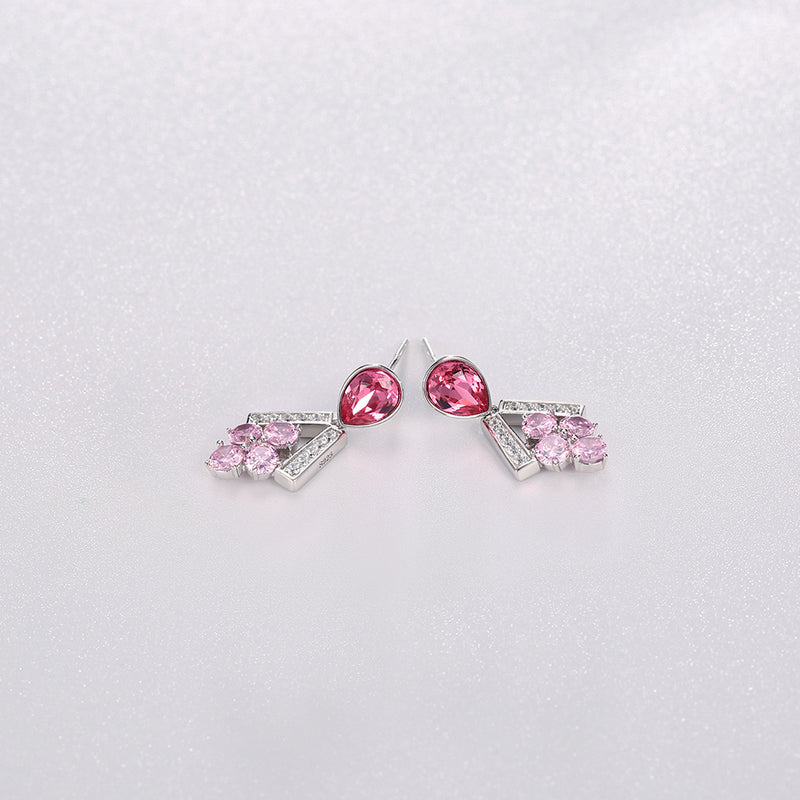 Sterling Silver Multi Swarovski Chandelier Drop - Red