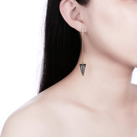 Sterling Silver Triangular Cut Swarovski Elements Earrings - Blue