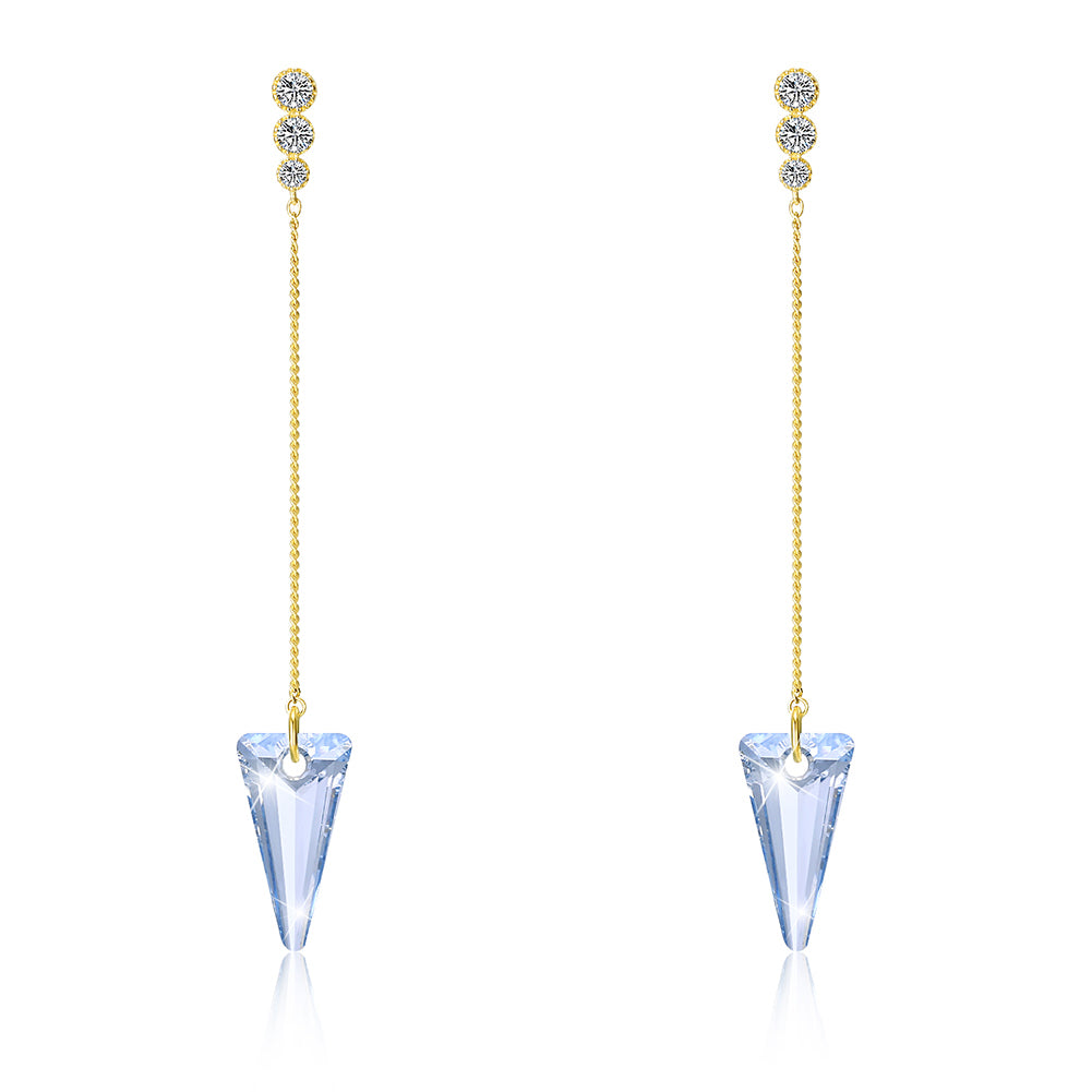 Sterling Silver Triangular Cut Swarovski Elements Earrings - Turquoise