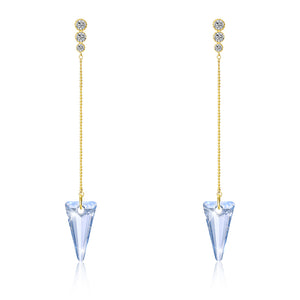 Sterling Silver Triangular Cut Austrian Elements Earrings - Turquoise