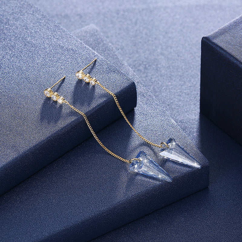 Sterling Silver Triangular Cut Swarovski Elements Earrings - Turquoise