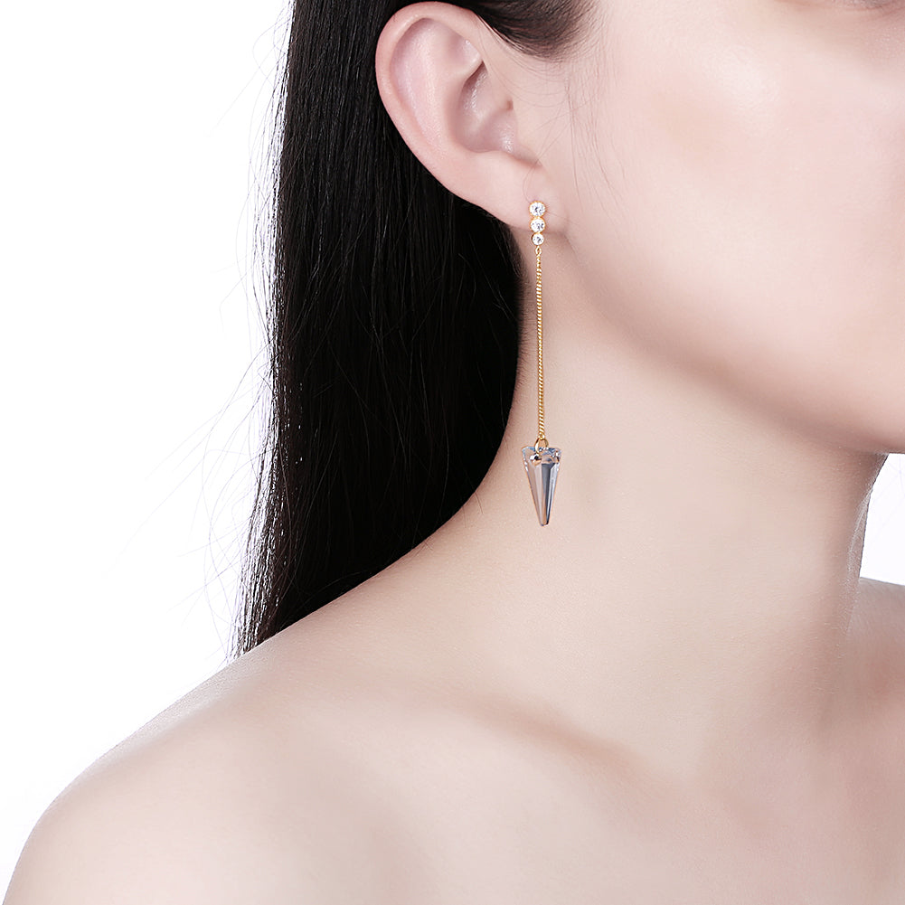 Sterling Silver Triangular Cut Swarovski Elements Earrings - Turquoise