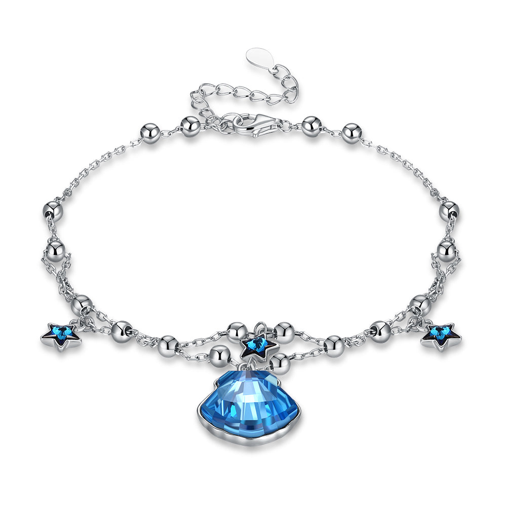 Lady in Blue Austrian Crystals Sterling Silver Bracelet