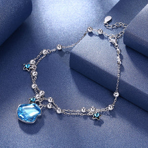 Lady in Blue Austrian Crystals Sterling Silver Bracelet