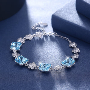 Bermuda Blue Swarovski Crystals Sterling Silver Butterfly Bracelet, Bracelet, Golden NYC Jewelry, Golden NYC Jewelry  jewelryjewelry deals, swarovski crystal jewelry, groupon jewelry,, jewelry for mom, 