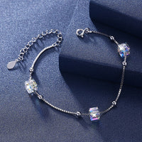 Triplets Cube Stoned Sterling Silver Bracelet