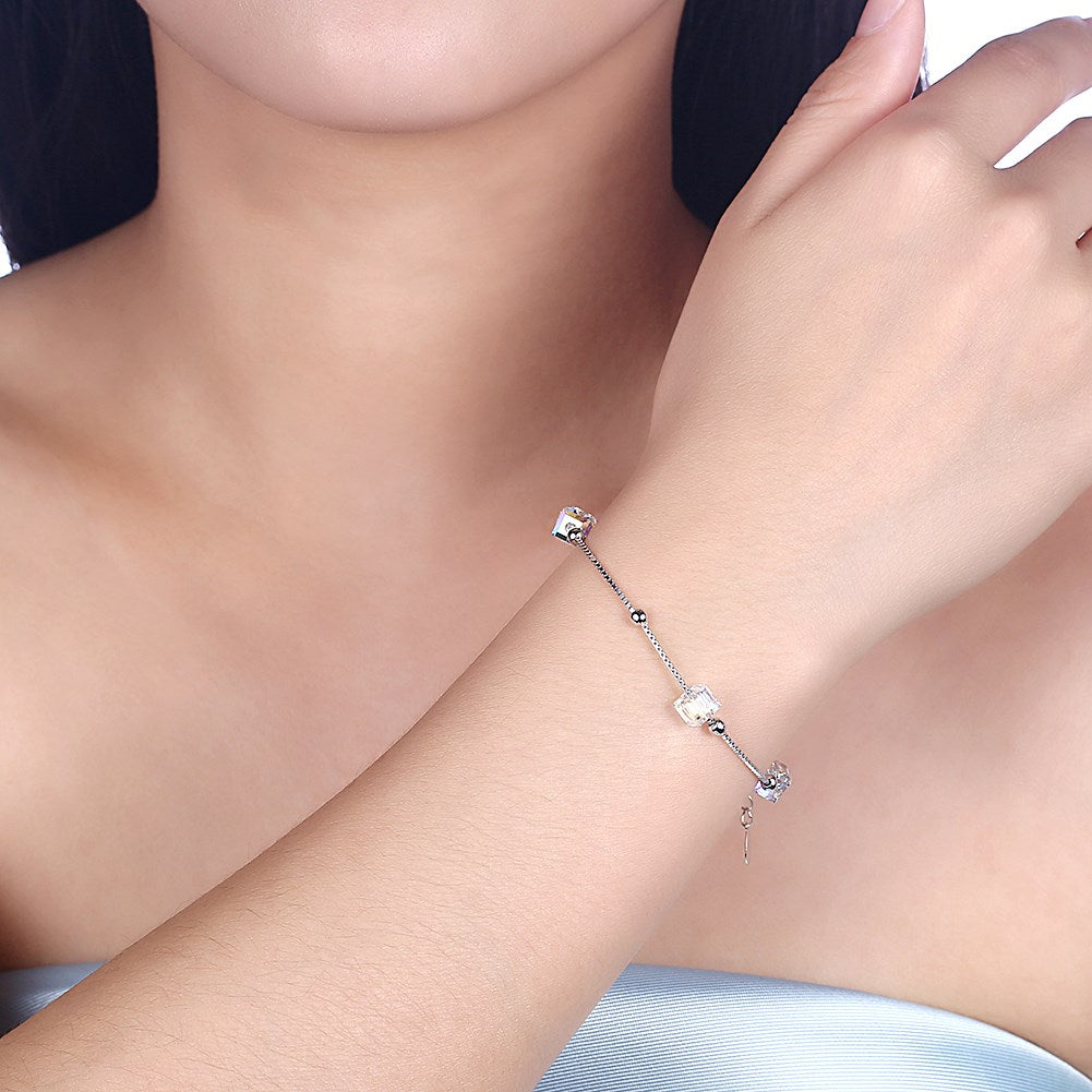 Triplets Cube Stoned Sterling Silver Bracelet