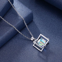 Sterling Silver Aurora Borealis Square Necklace
