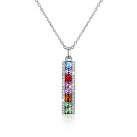 Rainbow Drop Bar Sterling Silver Swarovski Crystal Necklace