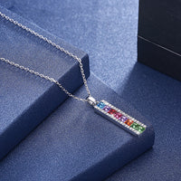 Rainbow Drop Bar Sterling Silver Swarovski Crystal Necklace