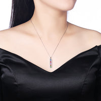 Rainbow Drop Bar Sterling Silver Swarovski Crystal Necklace