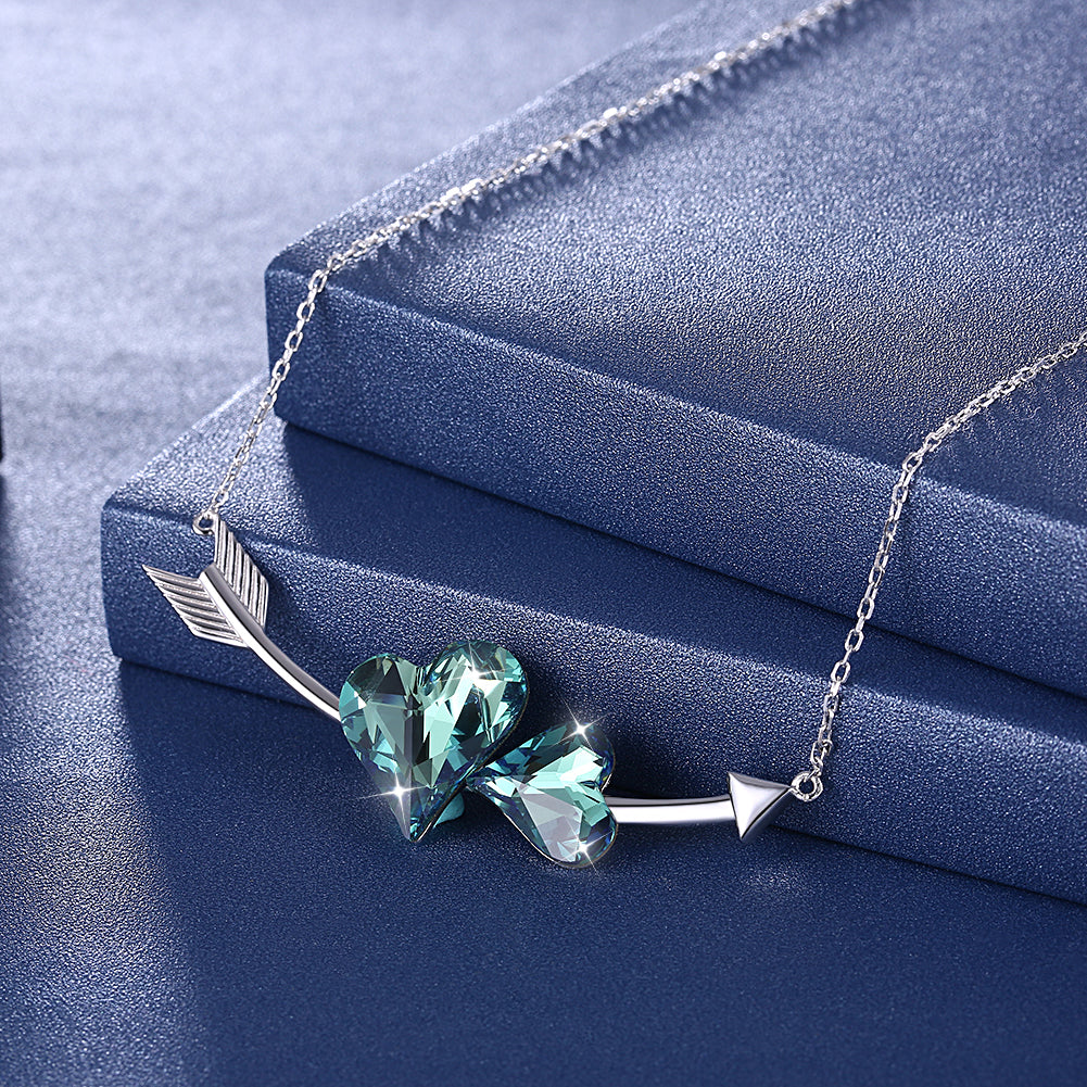 Double Love Hearts Arrow Sterling Silver Swarovski Crystal Necklace, Necklaces, Golden NYC Jewelry, Golden NYC Jewelry jewelryjewelry deals, swarovski crystal jewelry, groupon jewelry,, jewelry for mom, 