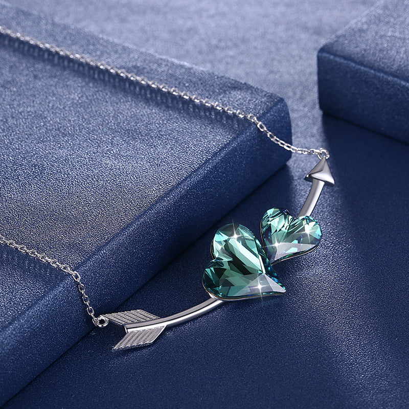 Double Love Hearts Arrow Sterling Silver Swarovski Crystal Necklace, Necklaces, Golden NYC Jewelry, Golden NYC Jewelry jewelryjewelry deals, swarovski crystal jewelry, groupon jewelry,, jewelry for mom, 