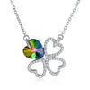 Pave 4 Leaf Clover Sterling Silver Swarovski Crystal Necklace
