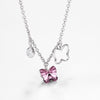 Pink Butterfly Stone Sterling Silver Austrian Crystal Necklace