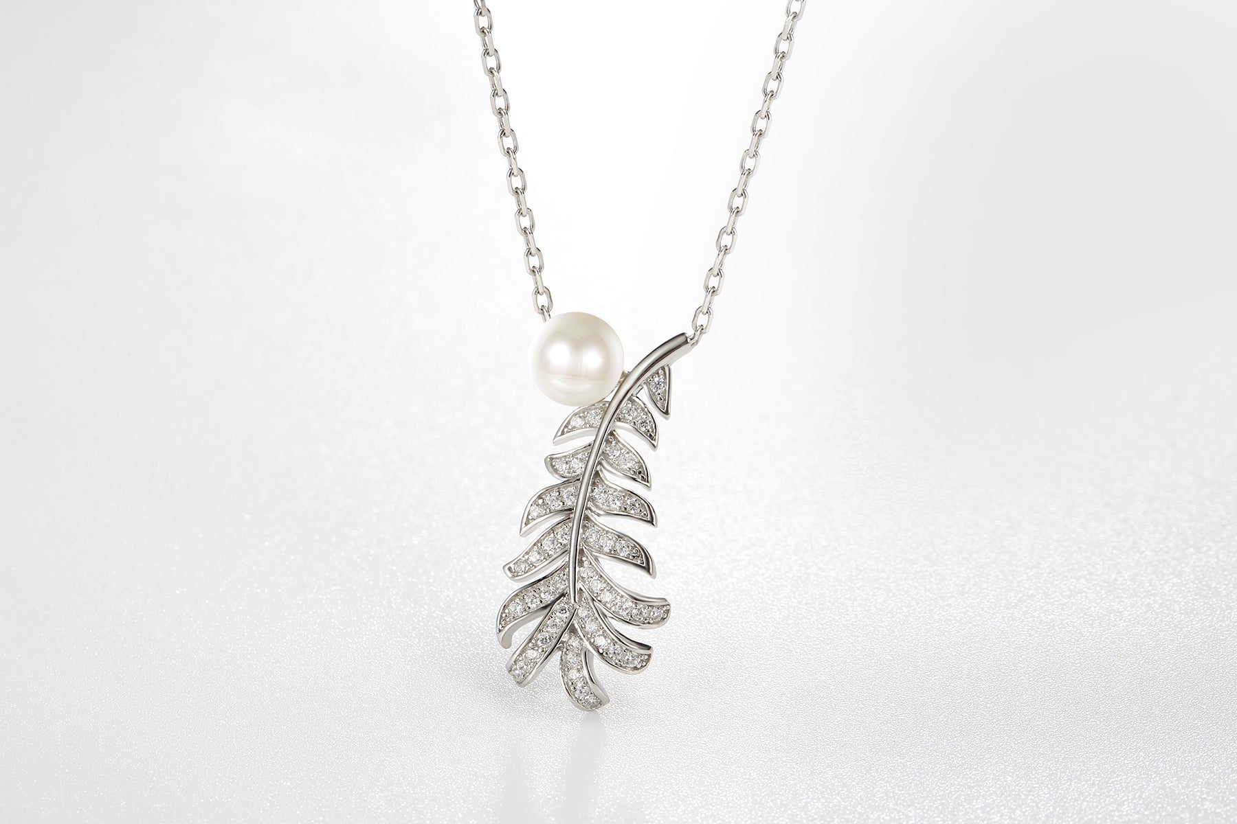 Fresh Water Pearl Pave Leaf Sterling Silver Swarovski Crystal Necklace, Necklaces, Golden NYC Jewelry, Golden NYC Jewelry jewelryjewelry deals, swarovski crystal jewelry, groupon jewelry,, jewelry for mom, 