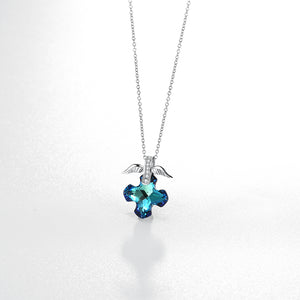 2.00 CT Bermuda Blue Swarovski Crystals Sterling Silver Flying Angel Necklace, Necklaces, Golden NYC Jewelry, Golden NYC Jewelry  jewelryjewelry deals, swarovski crystal jewelry, groupon jewelry,, jewelry for mom,