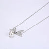 Pave Swarovski Crystals Sterling Silver Flying Wings Pearl Necklace