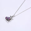 Purple Heart Dolphin Necklace in Sterling Silver with Swarovski Crystal