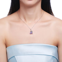 Purple Heart Dolphin Necklace in Sterling Silver with Swarovski Crystal