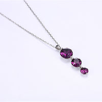 Triple Pink Drop Necklace in Sterling Silver with Swarovski Crystals