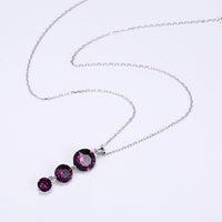 Triple Pink Drop Necklace in Sterling Silver with Swarovski Crystals