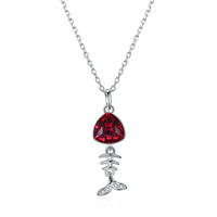 5.00 CT Ruby Stone Sterling Silver Swarovski Crystal Fish Necklace, Necklaces, Golden NYC Jewelry, Golden NYC Jewelry jewelryjewelry deals, swarovski crystal jewelry, groupon jewelry,, jewelry for mom,