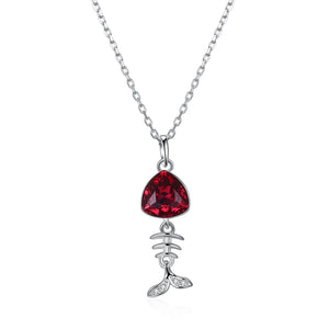 5.00 CT Ruby Stone Sterling Silver Swarovski Crystal Fish Necklace, Necklaces, Golden NYC Jewelry, Golden NYC Jewelry  jewelryjewelry deals, swarovski crystal jewelry, groupon jewelry,, jewelry for mom,