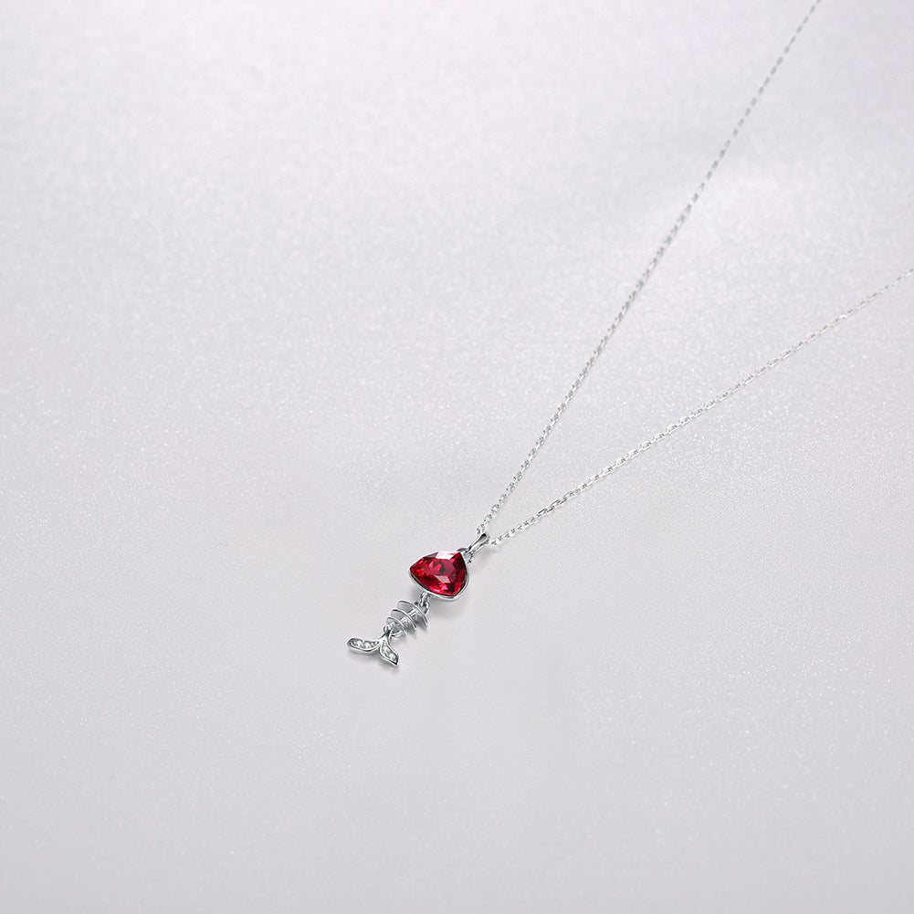 5.00 CT Ruby Stone Sterling Silver Swarovski Crystal Fish Necklace, Necklaces, Golden NYC Jewelry, Golden NYC Jewelry jewelryjewelry deals, swarovski crystal jewelry, groupon jewelry,, jewelry for mom,