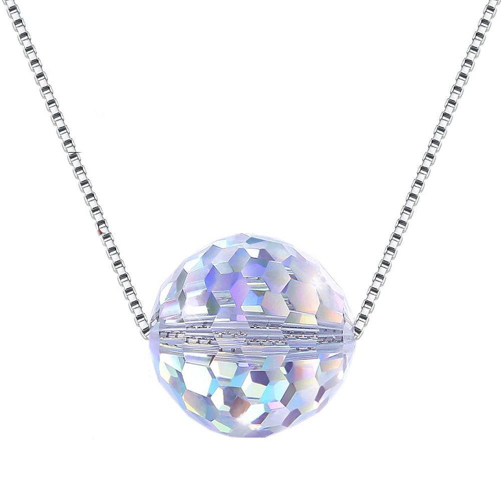 Sterling Silver Aurora Borealis Disco Ball Necklace