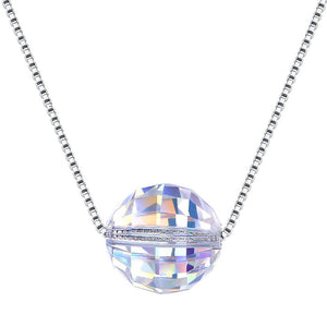 Sterling Silver Aurora Borealis Splending Shimmering Sphere Necklace