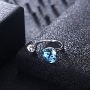 Sapphire Heart Shaped Adjustable Ring