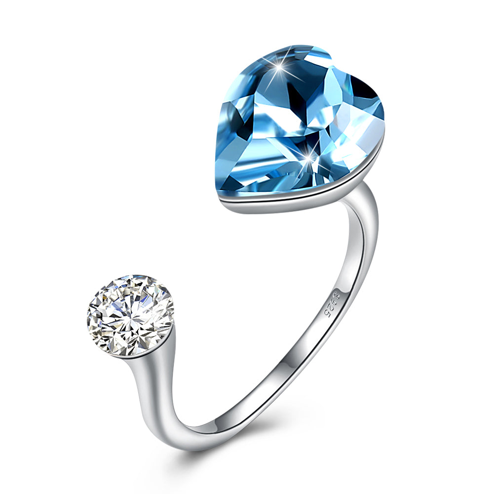 Sapphire Heart Shaped Adjustable Ring