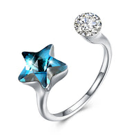 Sapphire Star Shaped Adjustable White Gold Ring